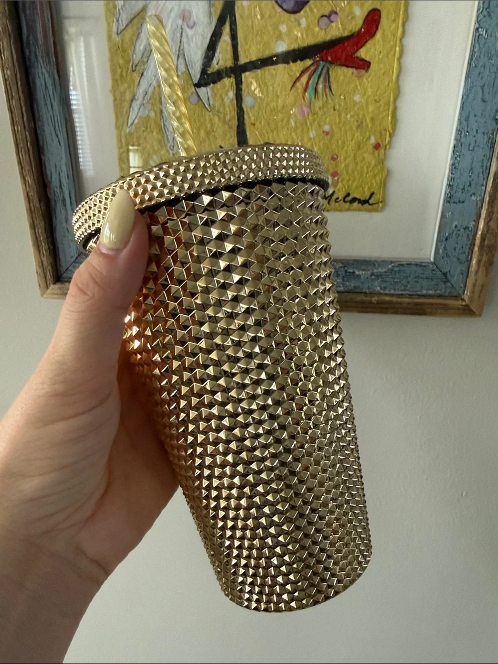 Starbucks Gold Studded Tumbler with Textured Finish
